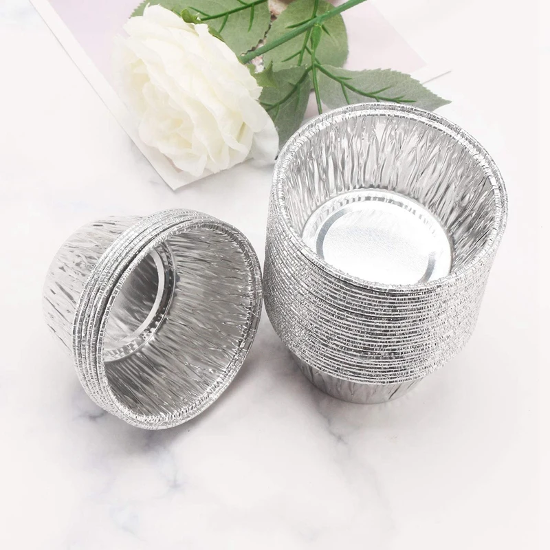 Vasos de papel de aluminio para hornear magdalenas, revestimientos desechables para muffins, soportes para Ramekin, 150 Uds.