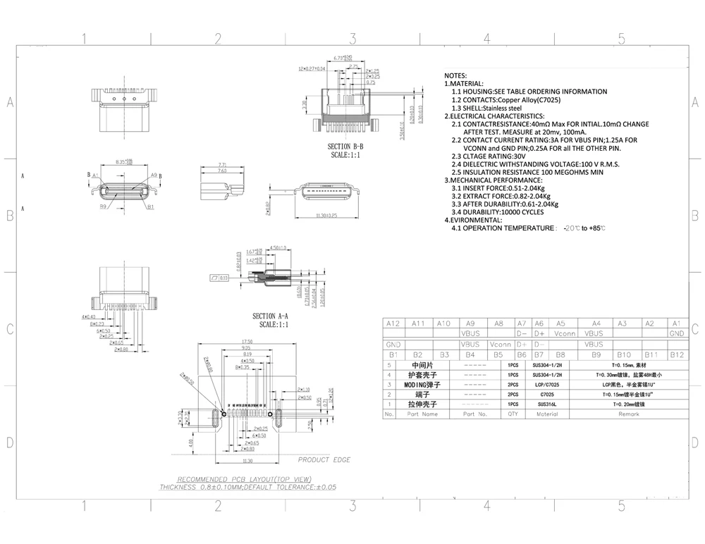 2 Buah 5 Buah Tahan Air Perempuan 12 Pin Soket Konektor Mikro USB Tipe C 3.1 Penempatan SMD DIP untuk Desain PCB DIY Arus Tinggi Chargin