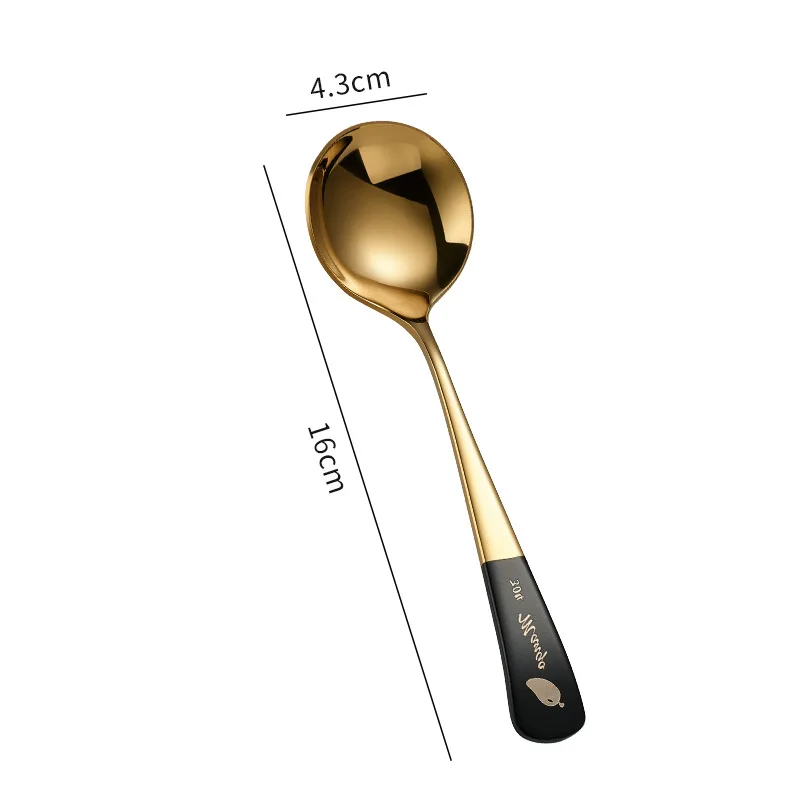 16cm*4.3cm Creative Round Head Coffee Spoons Stainless Steel Fruit Pattern Milk Mixing Dessert Tea Spoons Kitchen Accessories