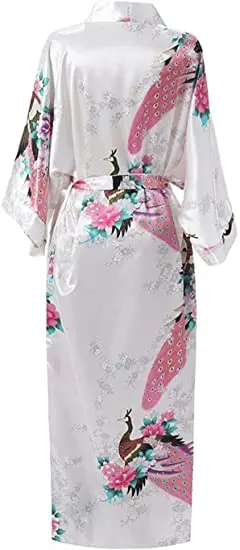 Bata kimono de dormir para mujer, de rayón y con flores, ropa de lencería íntima femenina, informal, para el hogar y la noche, de baño, sexy, talla