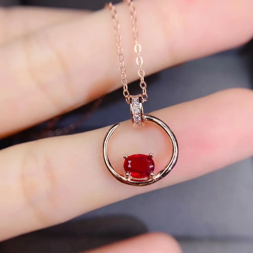 

KJJEAXCMY fine jewelry natural ruby 925 sterling silver popular girl pendant necklace chain support test with box