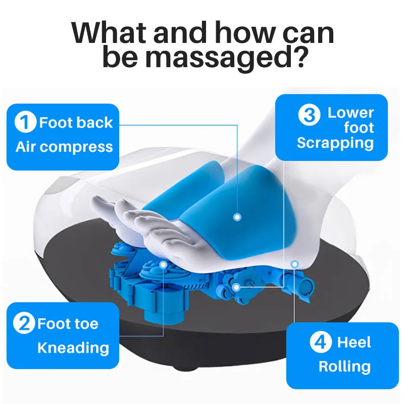 Jinkairui 220V Electric Antistress 3D Shiatsu Kneading Air Pressure Foot Massager Machine Care Infrared With Heating  Roller