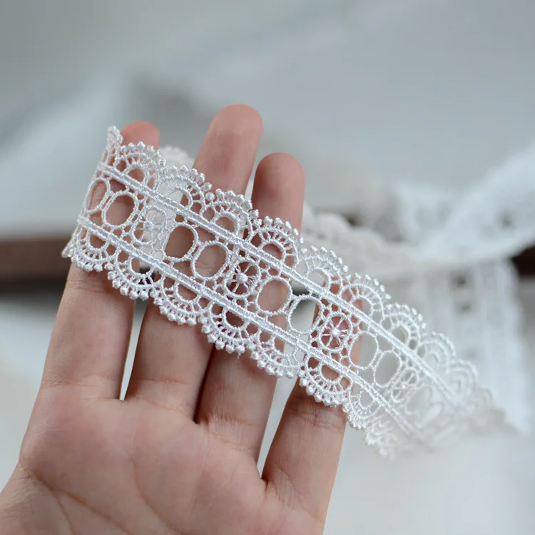 3CM Wide White Black Cotton Polyester Hollow Embroidery Lace Fabric Collar Neckline Cuffs Trim Apparel DIY Sewing Applique Decor