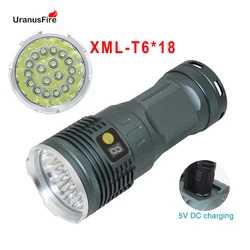 Portable LED Flashlight 16000 Lumens 18*T6 LED Torch Light Tactical Flashlight 3 Modes Powerful Linterna Lamp Light By 4*18650