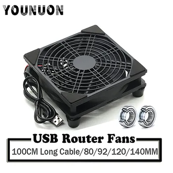 Ventilador enrutador USB de 5V, 80mm, 92mm, 120mm, 140mm, bricolaje, TV Box, bola/enfriador de manga y red protectora, ventilador de refrigeración de escritorio