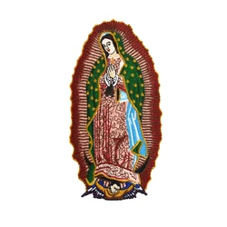 Blessed Virgin Mary Goddess Embroidery Patches for Clothing DIY Stripes Applique Motorcycle Jacket Iron on Badge