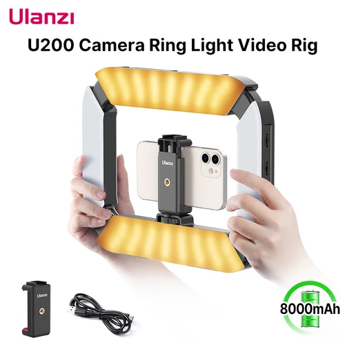 Imagen 1 del producto Ulanzi-Anillo de luz U-200 para fotografía, luz Led para vídeo, cámara bicolor con clip para teléfono, Zapata fría para Youtube, lámpara de aparejo en vivo