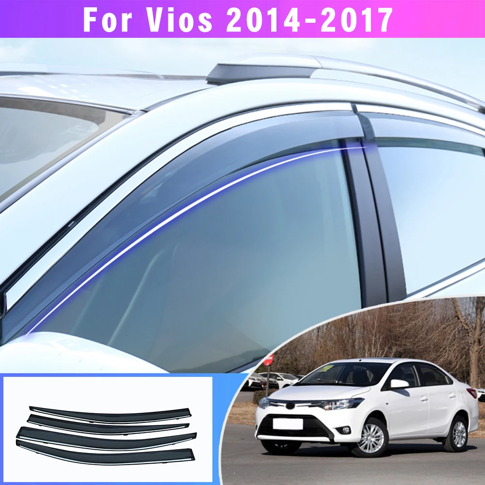 For Toyota YARIS L Sedan/For Toyota Vios XP150 2014 2015 2016 2017 2018 4PC Smoke Window Sun Rain exterior visor Deflector Guard