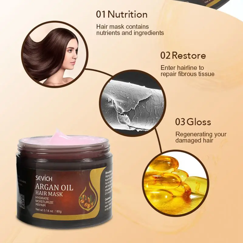 Sevich Argan Oil Moisturize Hair Treatment Mask Repair Damage Hair Root 80g Keratin Hair & Scalp Treatment Deep Hair Care Mask