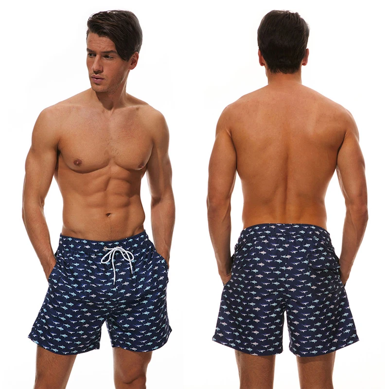 2025 Summer Swimming Shorts Men Printing Fashion Polyester Bañador Hombres Short Board Mesh Liner Gym Running Sport Swimsuit