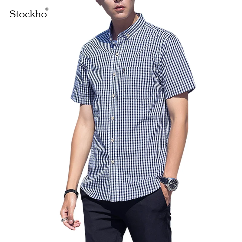 

Men's Short-Sleeved Shirts 2021 Summer Fashion Pure Cotton T-Shirt Men's Tops Casual Plaid Short-Sleeved Jacket 18-45Y