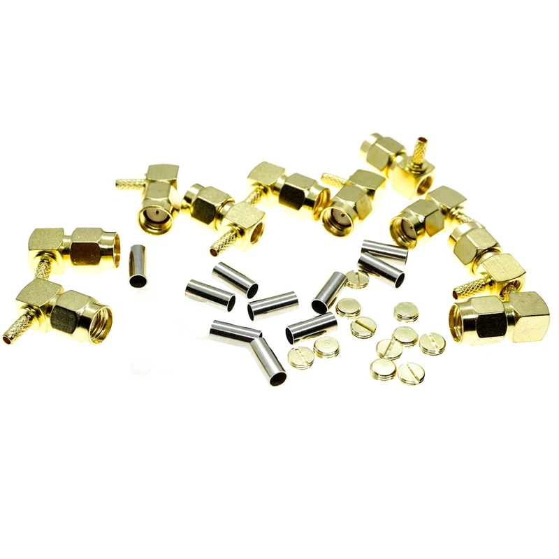 

5-10Pcs RP SMA Male Plug Right Angle RA crimp for RG174 RG316 LMR100 Cable RF Connector