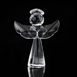 Clear Crystal Lucky Wing Angel Figurine Miniature Christian Baptism Gifts Paperweight Crafts Wedding Home Decoration Accessories