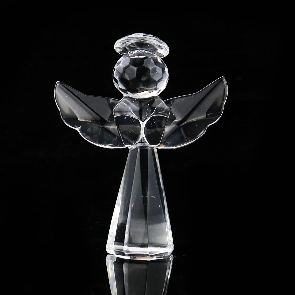 Clear Crystal Lucky Wing Angel Figurine Miniature Christian Baptism Gifts Paperweight Crafts Wedding Home Decoration Accessories