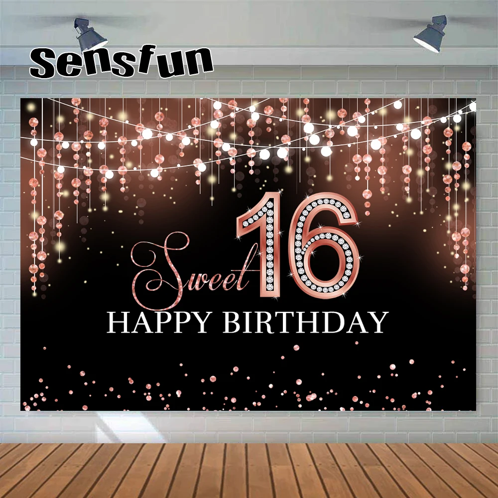 13 خيارًا حلوًا 16 18 سيدة امرأة سعيدة 30th 40th 50th 60th حفلة عيد ميلاد خلفية ذهبي أسود أرجواني بريق خلفية الكبار