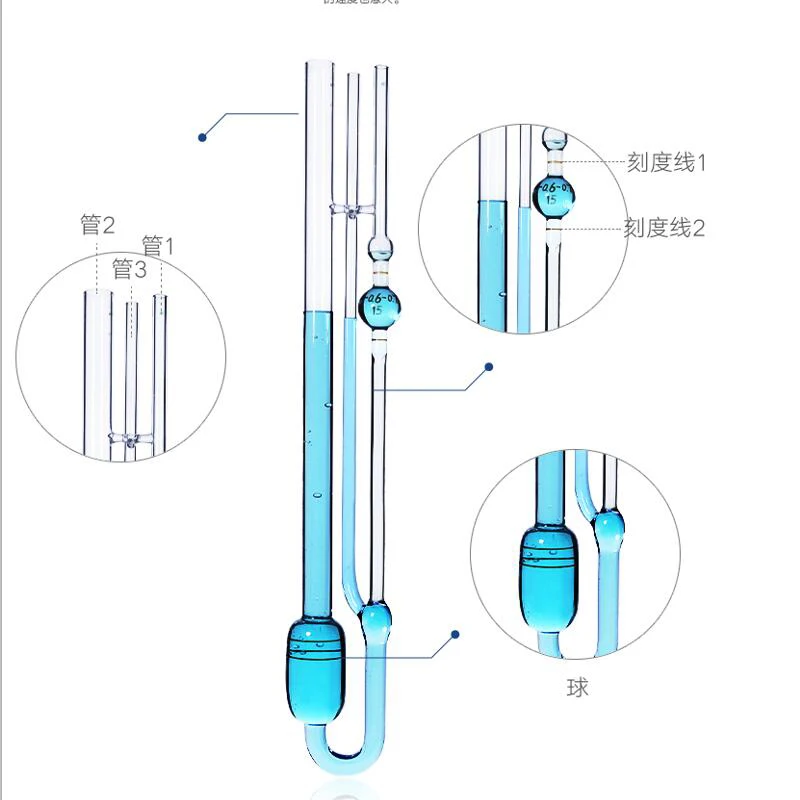 Lab Glass Ubbelohde Viscometer Petroleum Capillary Viscometers Attached Constant  0.3-0.4 to 1.1-1.2