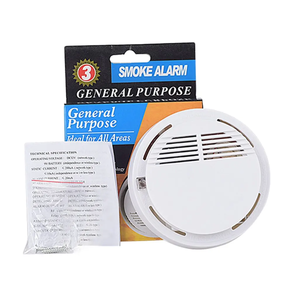 1pc Smoke Detector Fire Detector Alarm Sensitive Photoelectric Independent Fire Smoke Sensor For Home Office Shop