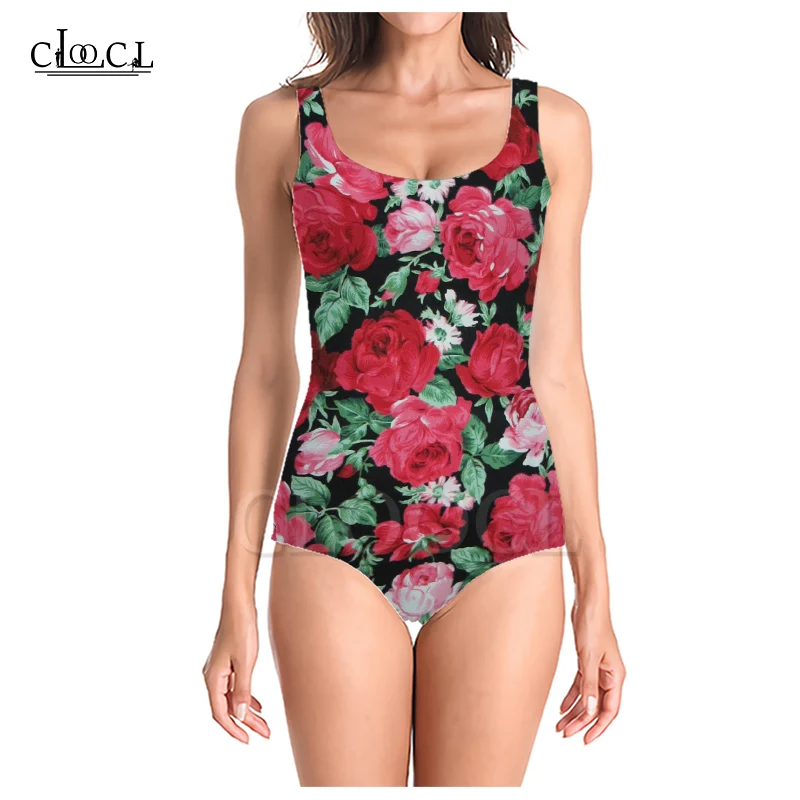 CLOOCL Colorful Vintage Floral 3D Print Sleeveless Sexy One Piece Swimwear Summer Girls Ladies Beach Swimsuits