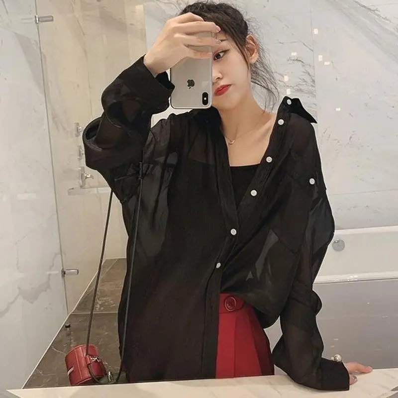 Women\'s Mesh Chiffon Clothing Summer Silk See-through Shirt Shawl Cardigan Blusas Ropa De Mujer