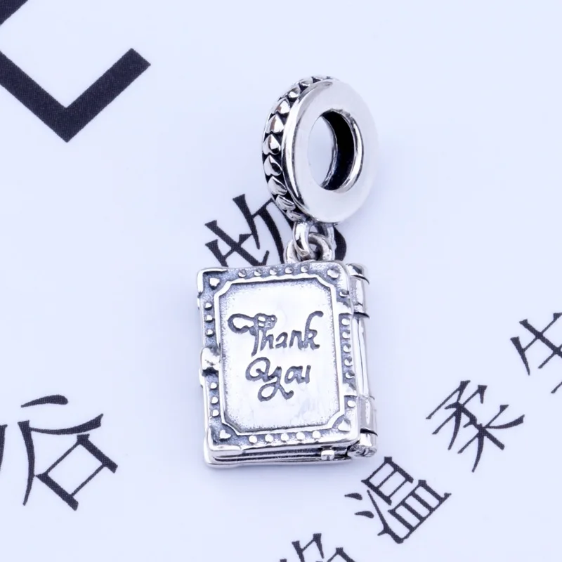 2019 New Original 925 Sterling Silver Family Book Dangle Charm Mother Thank You Fit Pandora  Bracelet Bangle DIY Women Jewelry