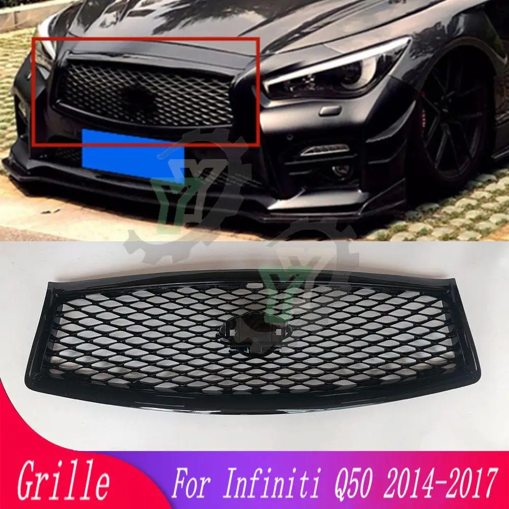 

High quality modified car front grille mesh For Infiniti Q50 2014 2015 2016 2017 4-door sedan Front bumper racing grill