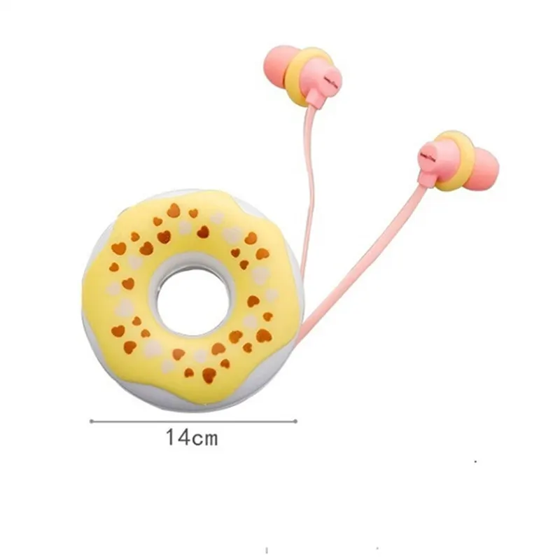 Cute Donuts Macarons Earphones 3.5mm in-ear Stereo Wired Earbuds with mic Earphone Case for Kids iPhone Xiaomi Girls MP3 Gifts