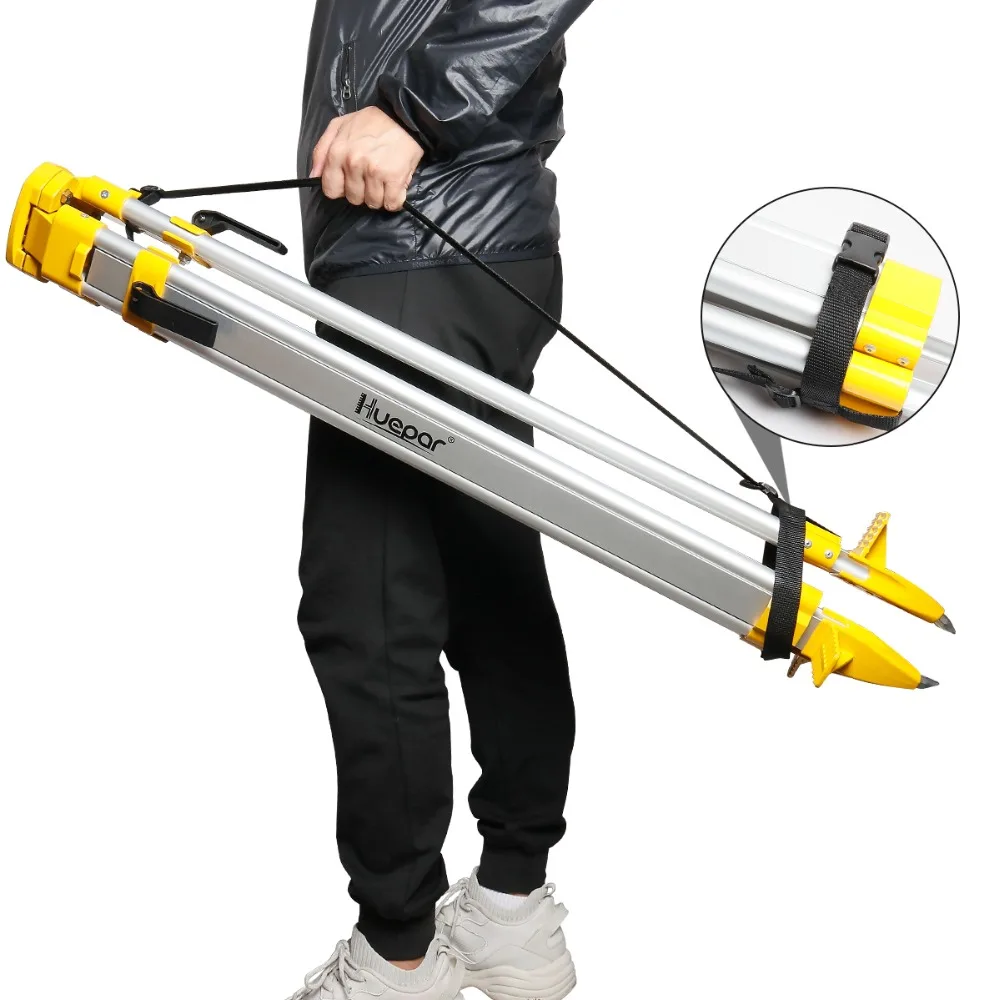 Imagem -06 - Huepar-tripé Pesado Profissional Empreiteiro de Cabeça Chata 1.65m 65 Alumínio Nível Óptico Automático Laser Rotativo