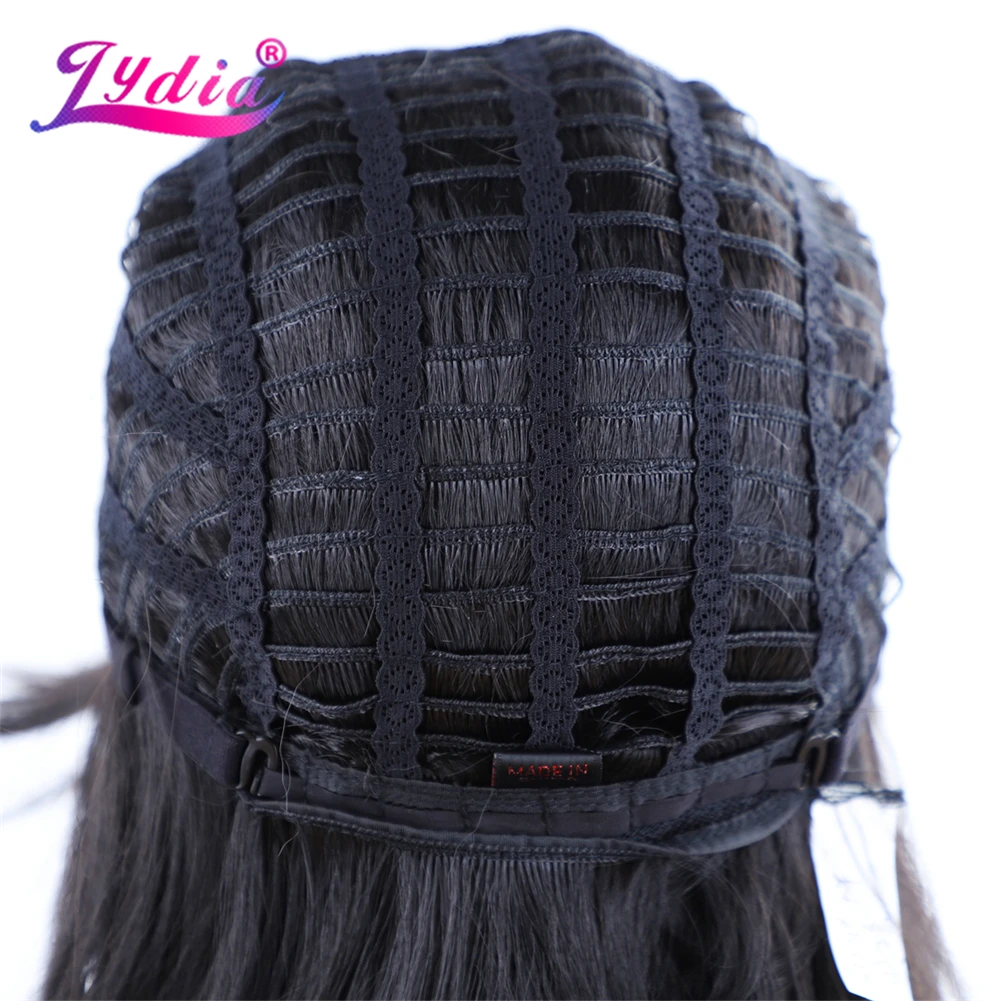 Lydia Synthetic Wigs For Women 100% Kanekalon Black 1B# Bob Wig 14 Inch Heat Resistant With Free Side Neat Bang