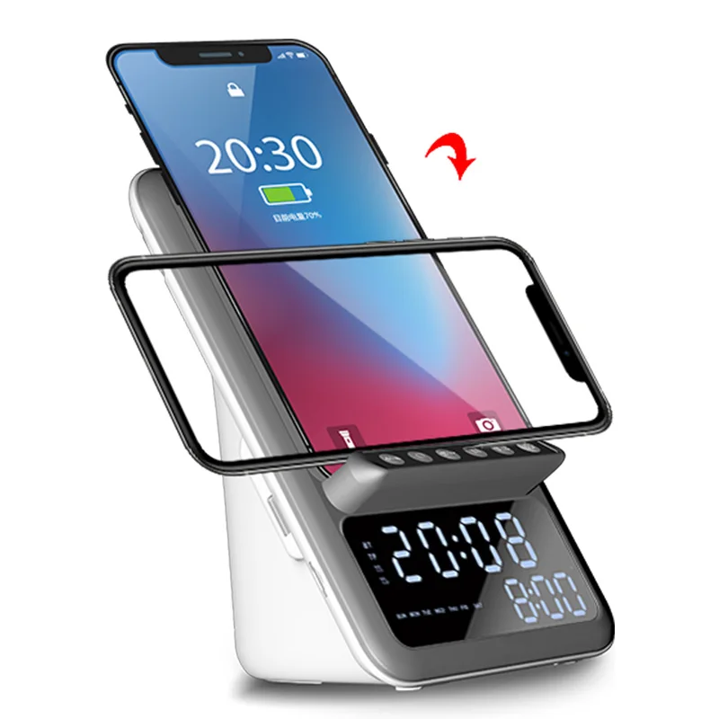 

Digital Alarm Clock Wireless Charger Bluetooth Speaker Electronic LED Smart Digital Desktop Clock Fm Radio USB Fast Charging