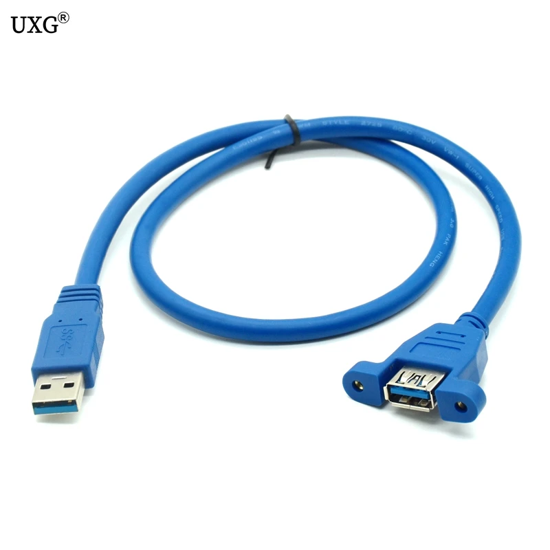 USB 3.0 A-Typ-Verlängerungskabel (Stecker auf Buchse) mit Schrauben für Schalttafelmontage, 50 cm, 80 cm, 150 cm