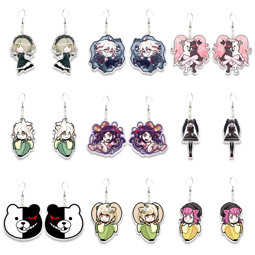 Acrylic Hook Drop Earrings Danganronpa Big Long Drop Dangle Earrings