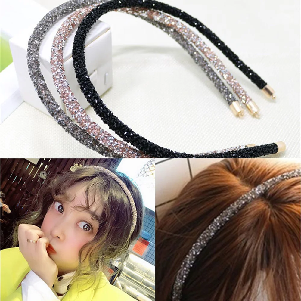 New Colorful Elegant Gradient Flash Diamond Sparkling Hair Band Fashion Crystal Shine Female Headband Fashion Party Gift