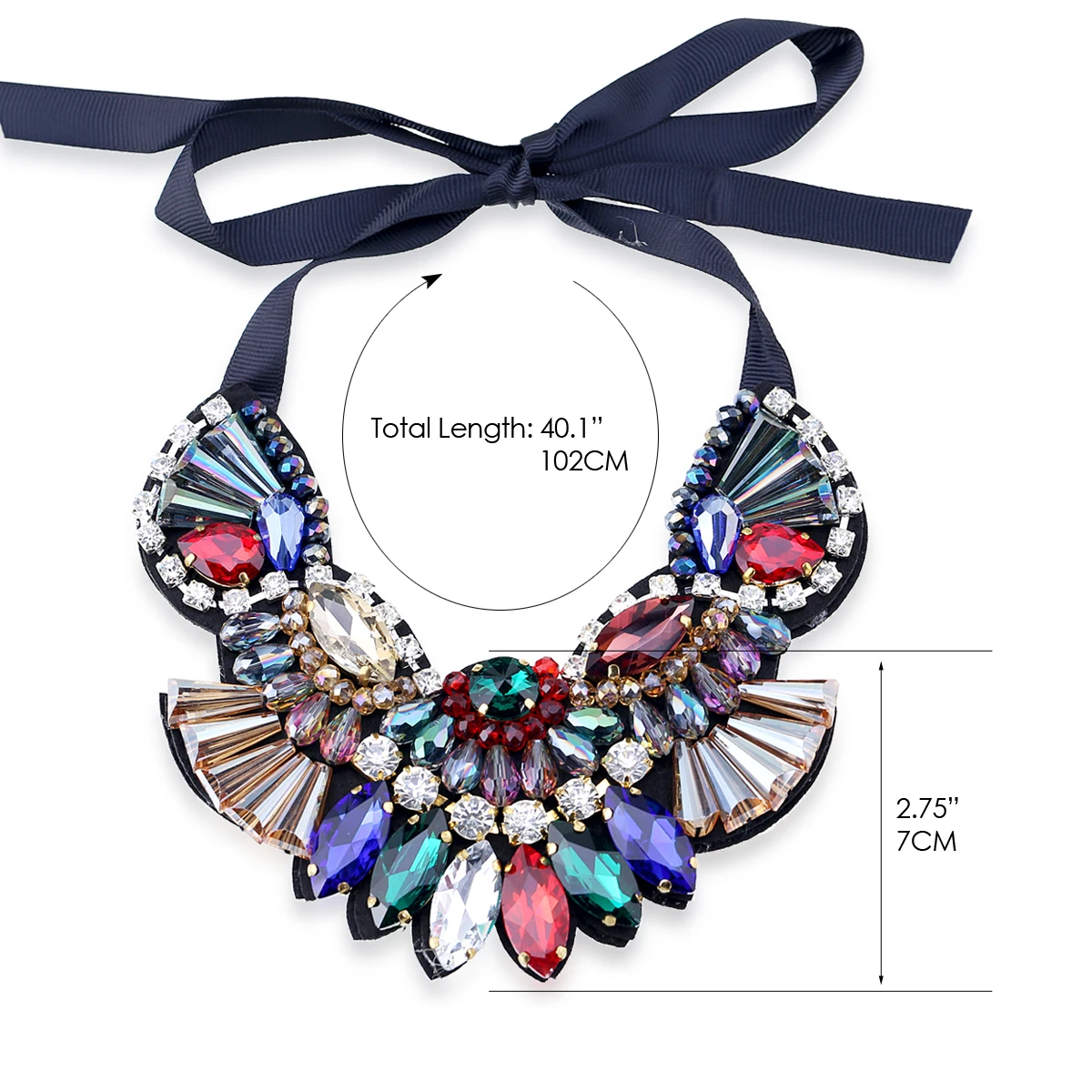 Multicolor Crystals Statement Necklace Handicraft Baroque Chokers Pendant Jewelry Women\'s Engagement Accessory Gifts