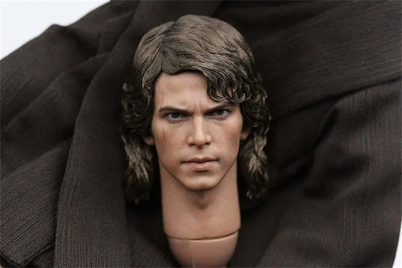 In Stock 1/6 Hayden Christensen Head Sculpt with Neck PVC Anakin Male Soldier Head Carving Fit 12'' Action Figure Body Dolls