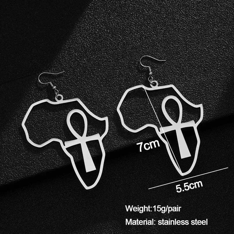 2025 Stainless Steel Steed Africa Map Big Foot Ankle Earrings Exaggerated Large Earrings Egyptian Nile Ethnic Exaggerated Gift