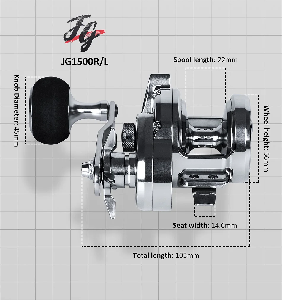NOEBY Slow Jigging Angelrolle 15 kg 25 kg Max Drag 5,2:1 Salzwasser Trolling Aluminiumlegierung Boot Köder Casting Angelrolle – Detail 8