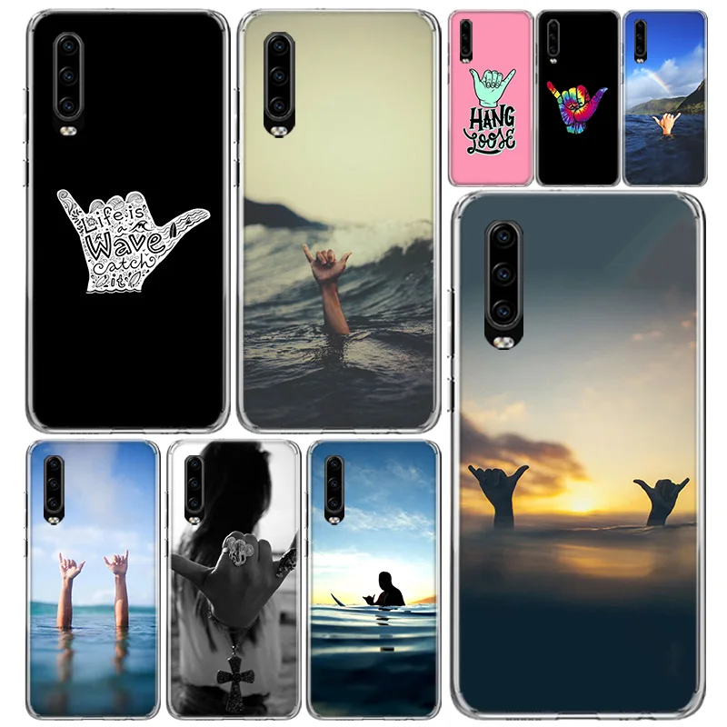 Surfer Surf Hang Loose Shaka Phone Case Cover For Huawei P30 P20 P40 P10 P50 Mate 20 40 30 10 Pro Lite Art Gift Fundas Coque