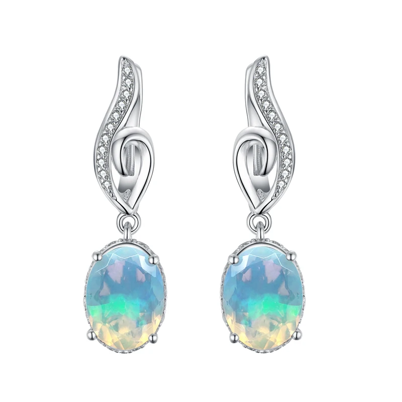 2026, Good quality 925 sterling silver Natural 2.5ct Opal Clasp earring oval cut Ethiopia Opal Jewelry  tbj promotion