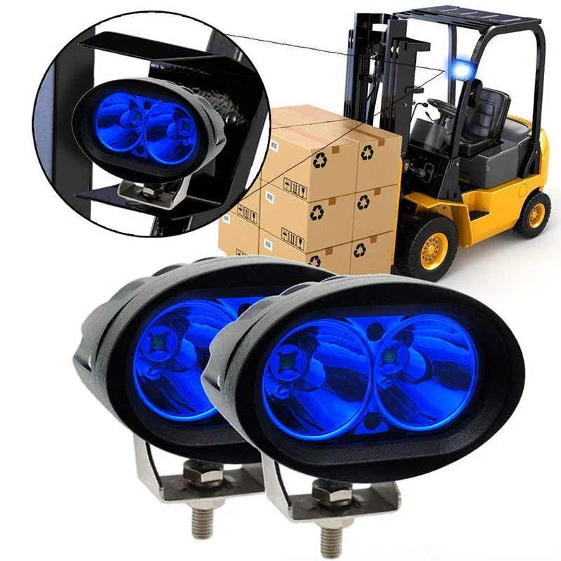 

Led Forklift Safety Lights Blue 20W Cree 12V 24V Warning Work Warehouse Lights SpotLight for Fork Truck Security Indicator IP67