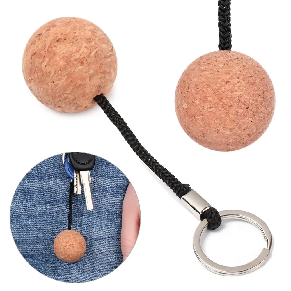 53mm/35mm Cork Ball Keychain Floating Buoy Key Chain Holder for Water Sports Beach Travel Fishing Diving Rowing Boats