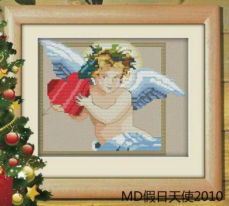 28-MD Holiday Angel 8 Styles 2010 Counted  11CT 14CT 18CT 28CT  Light Coffee Aida Cross Stitch Embroidery Needlework Sets