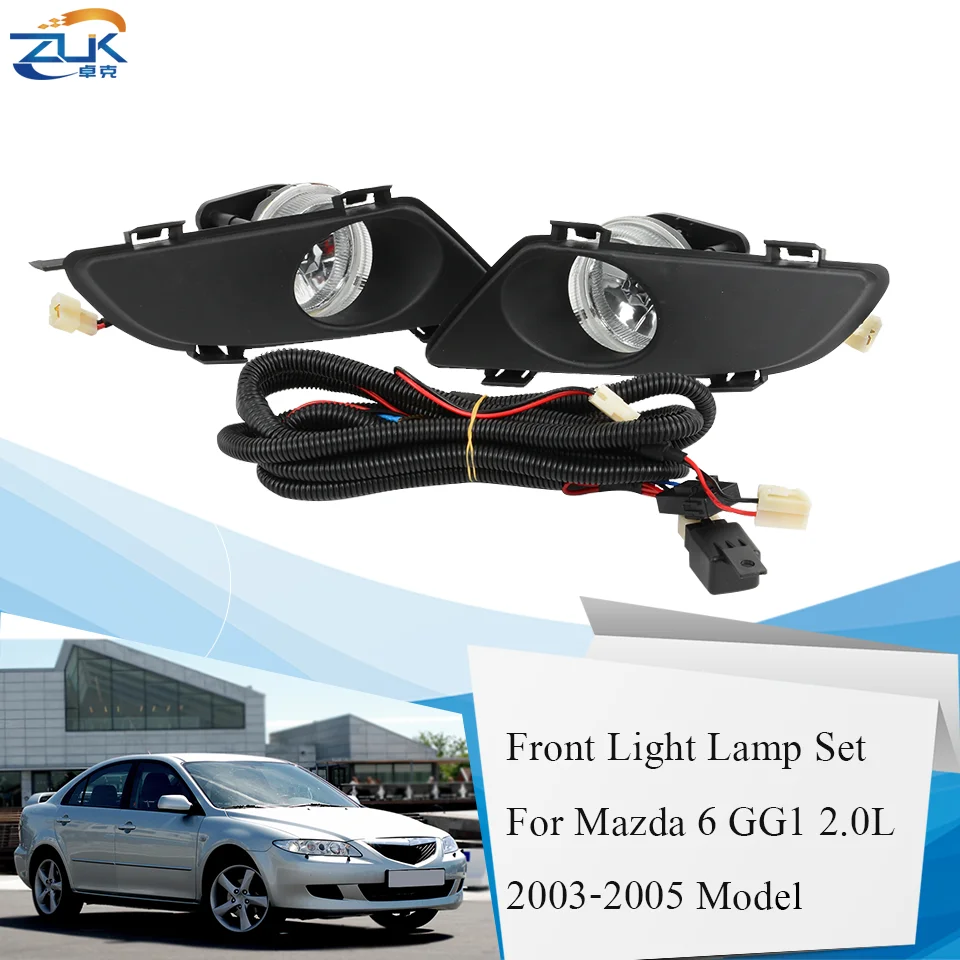 ZUK Fog Lamp Reflector Light Front Bumper Foglight Foglamp Set For MAZDA 6 Atenza GG1 GY1 2002 2003 2004 2005 2006 2007 2008