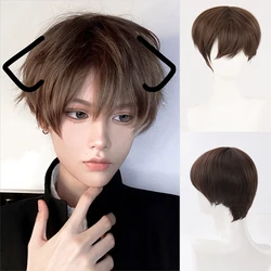 WEILAI Peluca de flequillo corto para hombre, Cosplay de Anime, fiesta diaria, peluca sintética resistente al calor