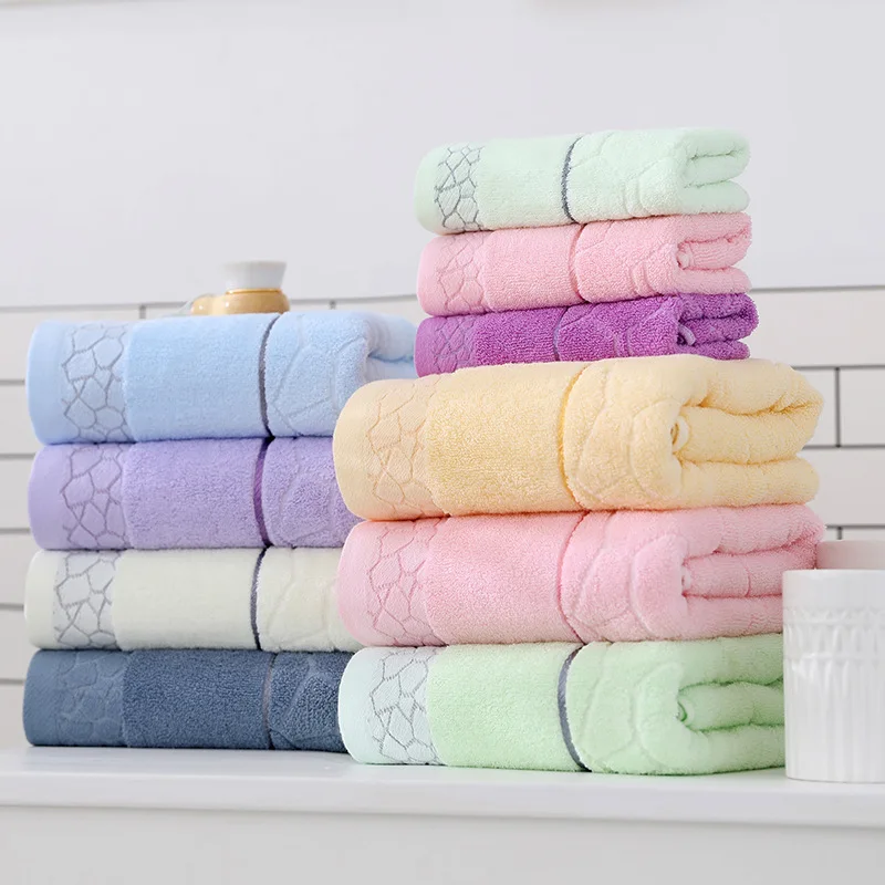 Bath Towel 100% Cotton Towel Cotton Fiber Soft Fine Water Cube Texture Jacquard Towels Decoration Home Bathroom Accessories