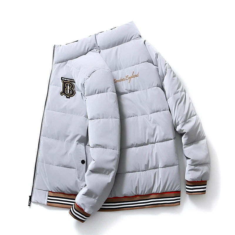 

Winter 2021 New Men's Standing Collar Cotton-padded Jacket Handsome Bright Leather Label Fashion Warm Winter Casual Coat Youth