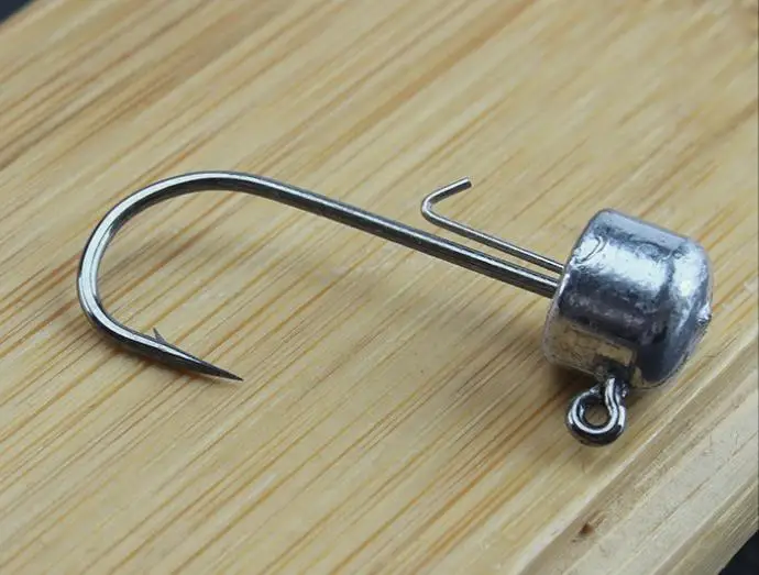 Fishing NED Jig Head Hook Strong Anti Falling Off Auxiliary Stand Hooks Mandarin Fish Lead T Tail Worm Fishhook Lot 10 Pieces