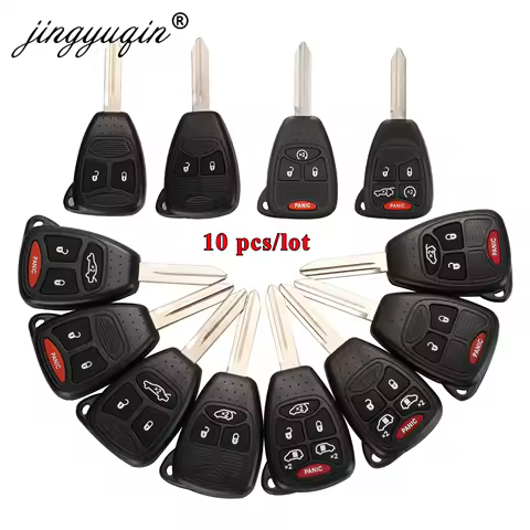 jingyuqin 10X Car Key Shell Case 2/3/4/5/6 Butto for Chrysler Pacifica Aspen 300 Dodge RAM Caravan Jeep Commander Grand Cherokee