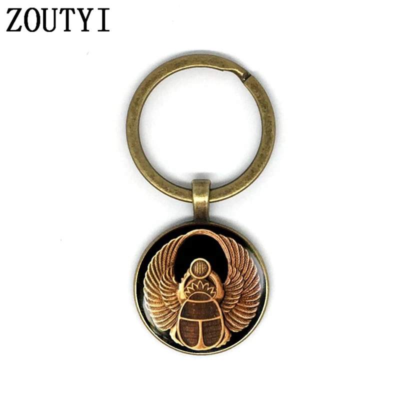 New/Charming Egyptian Power Symbol Scarab, Men's and Women's Keychain Premium Car Keychain and Convex Glass Keychain.