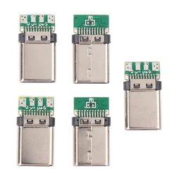 5Pcs 5A 30V USB 3.1 Type C Male DIY Solder Plug Connector Socket Attached PC Board