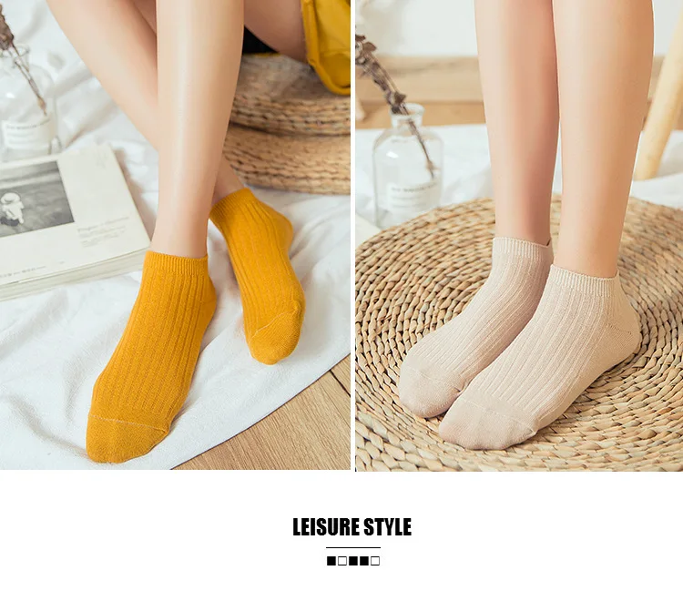 5 Pairs Women Socks Breathable Sports Socks Solid Color Boat Socks Girls Casual Comfortable Cotton Ankle Socks Wholesale
